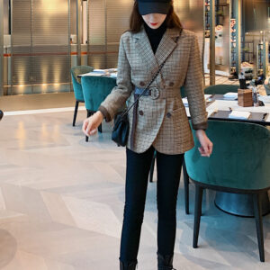 Plaid Small Suit Jacket Women Autumn And Winter Lace