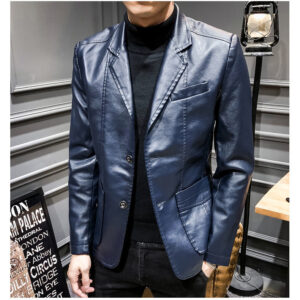 Men's Korean Slim Fashion Suit Leather Jacket