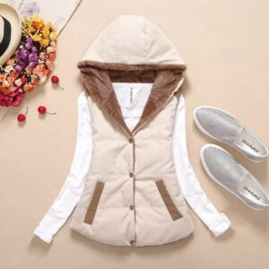 Thicken Plus Velvet Candy Color Hooded Cotton Vest Women Jacket