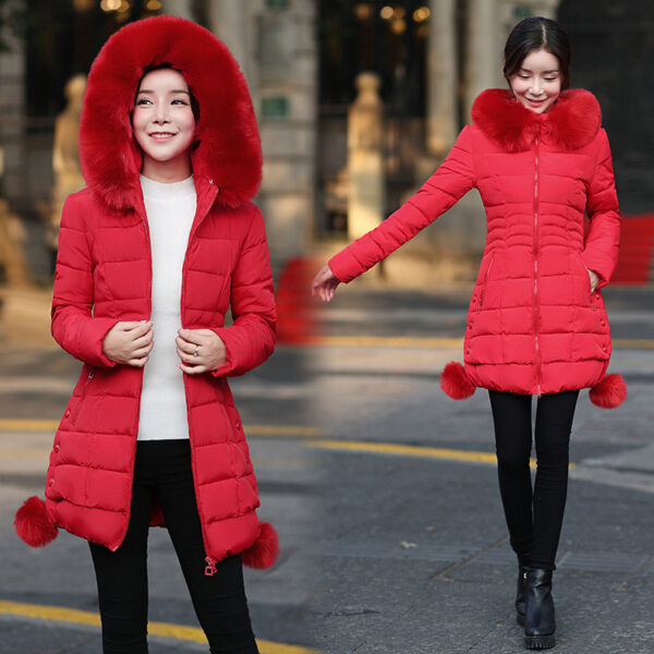 Autumn And Winter Clothing New Women's Mid-length Coat Fur Collar Cinched Cotton-padded Coat Women's Fashion Mid-length Women's Quilted Cotton Coat