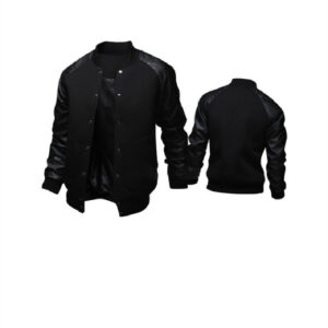 Men's Casual Leather Jacket With Standing Collar