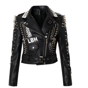 New Punk Rock Windmill Graffiti Leather Jacket