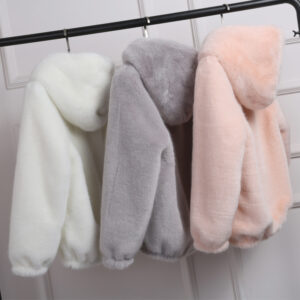 Autumn and winter new Korean version of the rabbit fur grass short female imitation mink loose plush hooded thick coat