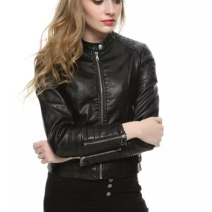 European Station Women's PU Leather Motorcycle Jacket