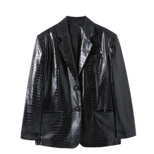 Women's Autumn Loose Pattern Leather Suit Jacket