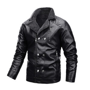 Men's Motorcycle Leather And Suede Zipper Jacket