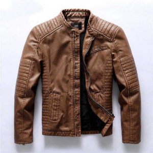 New Men's Motorcycle And Velvet Leather Jacket