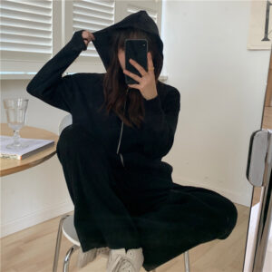 Fashion Suit Women Cardigan Jacket Women Knit Sweater Wide Leg Pants Two-piece Trend