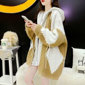 Ladies Sweater Stitching Sweater Jacket Women Autumn And Winter