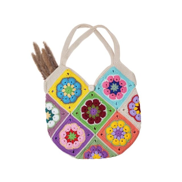 Handmade Colorful Patchwork Crochet Shoulder Bag