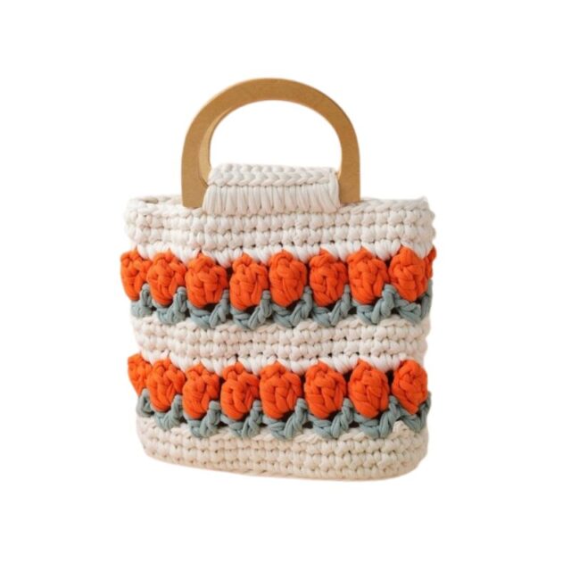 Handwoven Crochet Tote Bag with Floral Design