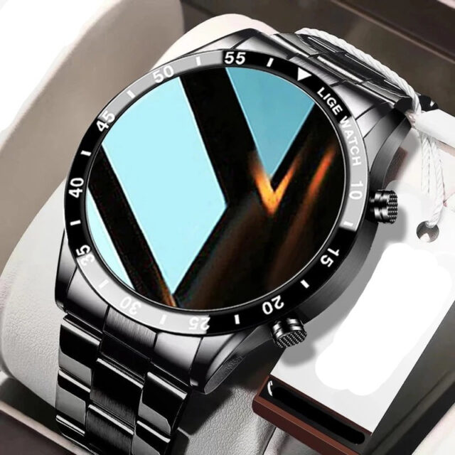 Luxuriöse Bluetooth-Smartwatch mit Vollkreis-Touchscreen und Stahlband