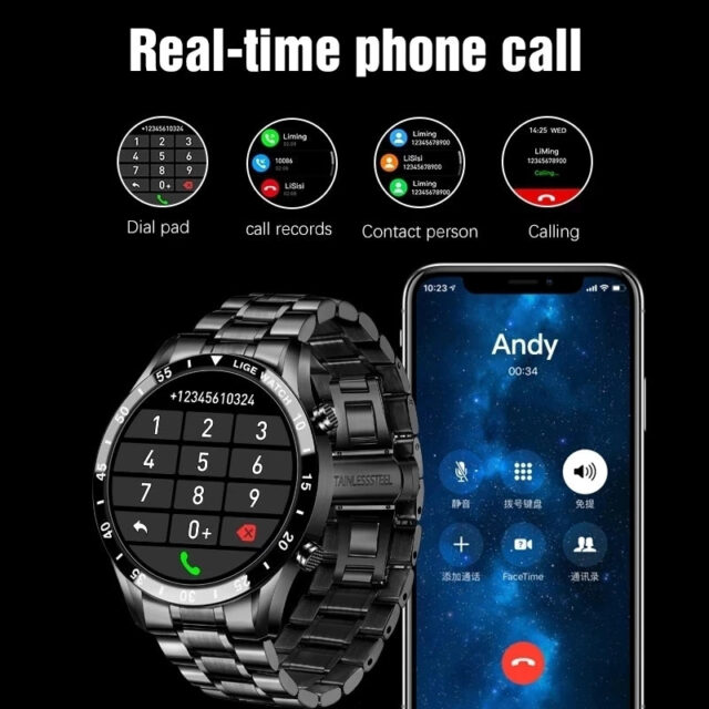 Luxuriöse Bluetooth-Smartwatch mit Vollkreis-Touchscreen und Stahlband – Bild 3