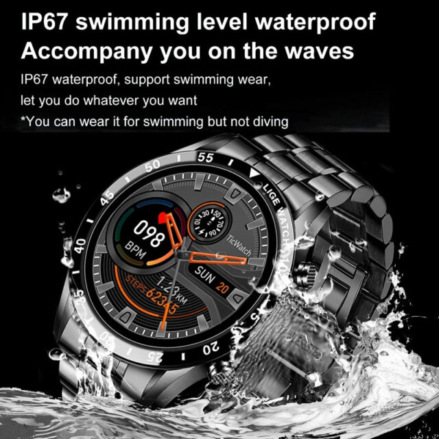 Luxuriöse Bluetooth-Smartwatch mit Vollkreis-Touchscreen und Stahlband – Bild 4
