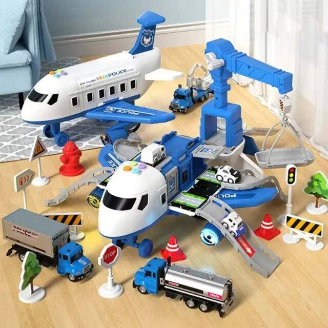 Transformierbares Polizeiflugzeug Spielzeug mit Licht & Sound – Bild 2