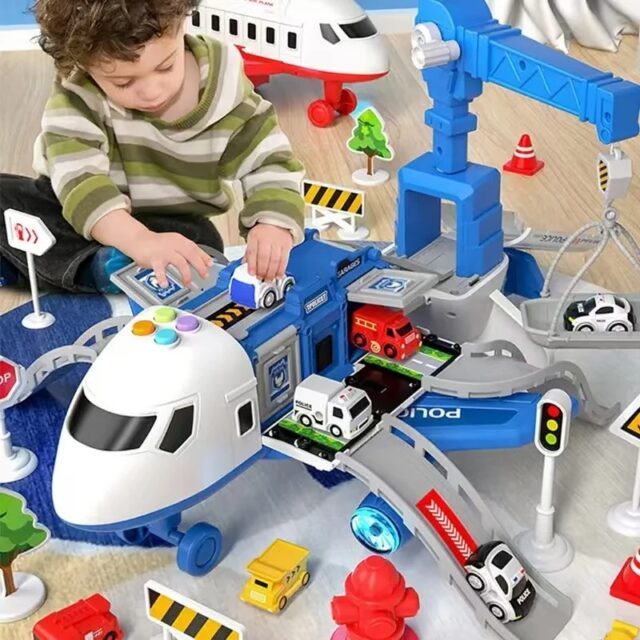 Transformierbares Polizeiflugzeug Spielzeug mit Licht & Sound