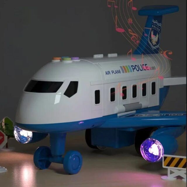 Transformierbares Polizeiflugzeug Spielzeug mit Licht & Sound – Bild 7