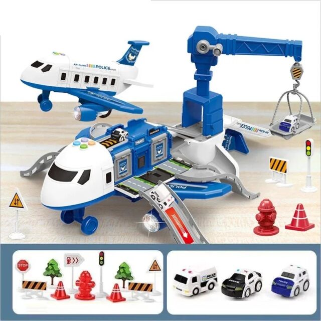 Transformierbares Polizeiflugzeug Spielzeug mit Licht & Sound – Bild 14